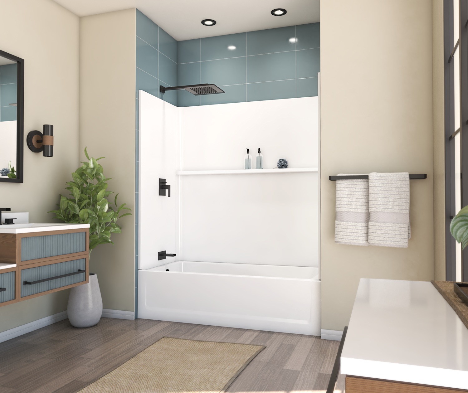 OP6030TSML 60 x 30 Optima™ Alcove Left Hand Drain Five Piece AFR